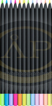 Faber-Castell Sz&iacute;nesceruza-k&eacute;szlet 12db-os h&aacute;romsz&ouml;gletű BLACK EDITION fekete testű neon+pasztell