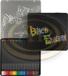 Faber-Castell Sz&iacute;nesceruza-k&eacute;szlet 24db-os h&aacute;romsz&ouml;gletű BLACK EDITION fekete testű f&eacute;m dobozban