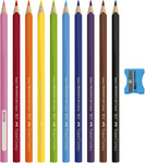 Faber-Castell Színes ceruza-készlet 10db-os háromszögletű Jumbo Junior + hegyező