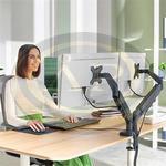 Leitz Ergo Dual helytakar&eacute;kos monitorkar k&eacute;t monitorhoz, s&ouml;t&eacute;tsz&uuml;rke