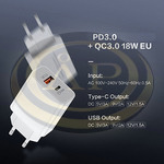 Hálózati töltő, 1xUSB-C PD (20W), USB-A QC 3.0, 2xUSB-A (10W), VERBATIM, fehér