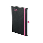 Agenda B6 heti Top Timer Nero fekete-pink borítóval, fehér lap 2026.év