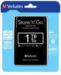2,5'' HDD (merevlemez), 1TB, USB 30, VERBATIM, fekete