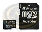 Mem&oacute;riak&aacute;rtya, microSDHC, 32GB, CL10/U1, 90/10 MB/s, adapter, VERBATIM Premium