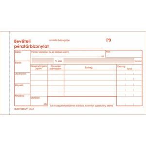 Bevételi pénztárbizonylat, 25x3 lapos, B.318-102/A/V