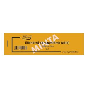 Tombola Ellenőrző sorszámtömb 100lap/tömb 146x40 mm D.2/ZÖLD