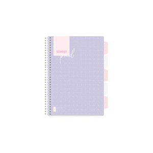 Spir&aacute;lf&uuml;zet regiszteres Projektbook  STREET A4 S.PAD DOTS perfor&aacute;lt,100lap,duplaspir&aacute;l vonalas