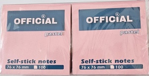 Jegyzett&ouml;mb OFFICIAL &ouml;ntapad&oacute;s 76x76 mm 100 lap pasztell r&oacute;zsasz&iacute;n