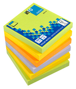 Jegyzett&ouml;mb InfoNotes &ouml;ntapad&oacute;s, 75x75 mm, 6x100 lap, SPRING