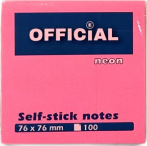 Jegyzett&ouml;mb OFFICIAL &ouml;ntapad&oacute;s 76x76 mm 100 lap neon r&oacute;zsasz&iacute;n