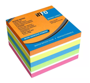 Jegyzett&ouml;mb InfoNotes &ouml;ntapad&oacute;s, 75x75 mm, 450 lap, intenz&iacute;v sz&iacute;nek (narancs, s&aacute;rga, k&eacute;k, z&ouml;ld, pink)