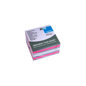 Jegyzett&ouml;mb InfoNotes &ouml;ntapad&oacute;s, 75x75 mm, 450 lap, pasztell sz&iacute;nek (pink, feh&eacute;r,lila)