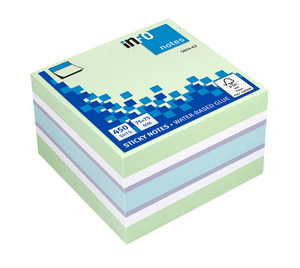Jegyzett&ouml;mb InfoNotes &ouml;ntapad&oacute;s, 75x75 mm, 450 lap, pasztell sz&iacute;nek (z&ouml;ld &aacute;rnyalatok)