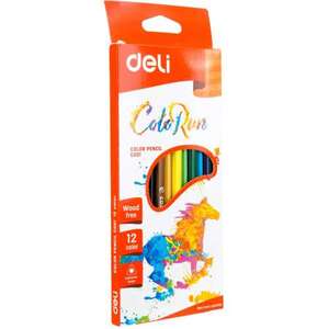 Színes ceruzakészlet, háromszögletű, DELI ColorRun, 12 különböző szín