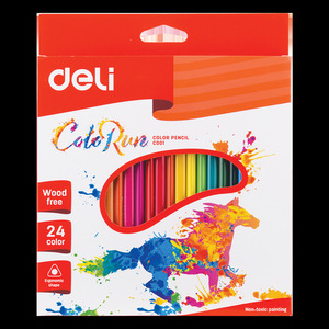 DELI Színesceruza készlet, 24 darabos, famentes ColoRun