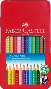 Faber-Castell Színes ceruza-készlet 12db-os háromszögletű GRIP fém dobozban
