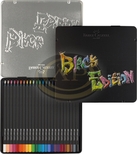 Faber-Castell Sz&iacute;nesceruza-k&eacute;szlet 24db-os h&aacute;romsz&ouml;gletű BLACK EDITION fekete testű f&eacute;m dobozban
