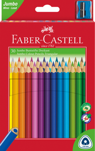Faber-Castell Színes ceruza-készlet 30db-os háromszögletű Jumbo Junior + hegyező