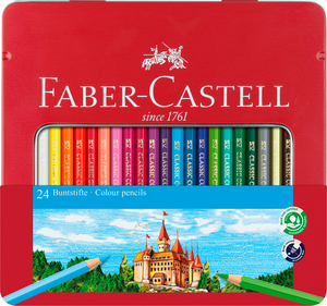 Faber-Castell Színes ceruza-készlet 24db-os hatszögletű kastélyos fém dobozban