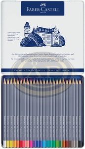 Faber-Castell Akvarell sz&iacute;nesceruza-k&eacute;szlet 24db-os hatsz&ouml;gletű GOLDFABER AQUA f&eacute;m dobozban