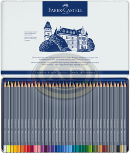 Faber-Castell Akvarell sz&iacute;nesceruza-k&eacute;szlet 36db-os hatsz&ouml;gletű GOLDFABER AQUA f&eacute;m dobozban