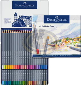 Faber-Castell Akvarell sz&iacute;nesceruza-k&eacute;szlet 48db-os hatsz&ouml;gletű GOLDFABER AQUA f&eacute;m dobozban