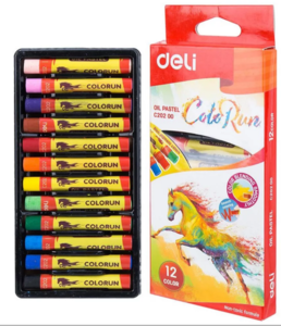 Olajpasztellkréta, hengeres, DELI ColoRun, 12 különböző szín