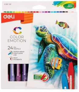 Olajpasztellkréta, hatszögletű, DELI COLOR EMOTION, 24 különböző szín