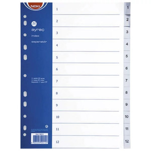 Sz&aacute;mregiszter műanyag  A4, 1-12