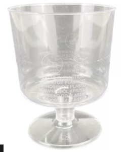 Borospohár, műanyag, talpas, 160ml áttetsző 10db/csomag