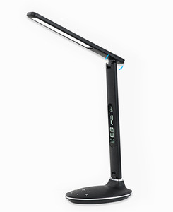 Asztali LED lámpa digitális kijelzővel, fekete, 7W