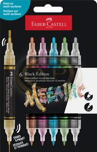 Faber-Castell K&eacute;tv&eacute;gű akril filctollk&eacute;szlet 6db-os BLACK EDITION Shake&Paint met&aacute;l sz&iacute;nek
