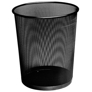Fémhálós papírkosár kerek fekete, cc.25L