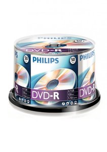 DVD-R PHILIPS 4,7Gb 16x, hengeres, 50db/henger