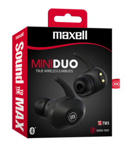 Maxell TWS fülhallgató, MiniDuo, bluetooth, fekete