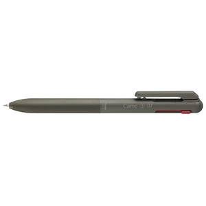 Pentel CALME! Nyomógombos zselés toll 3 színű tintával, BXAC37A 0,35 mm, kék-fekete-piros írás, fekete test
