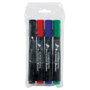 Permanent marker vastag 1,5-3mm kerek végű , 4db-os készlet