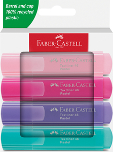 Faber-Castell Szövegkiemelő készlet 4db-os 46 pasztell papír dobozban (pirosító,lilás rózsaszín,lila,türkiz)