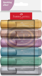 Faber-Castell Sz&ouml;vegkiemelő k&eacute;szlet 6db-os 46 met&aacute;l pap&iacute;r dobozban (arany,gy&ouml;ngyh&aacute;z r&oacute;zsasz&iacute;n,rubin k&eacute;k,z&ouml;ld,ez&uuml;st)