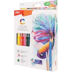 Akvarellceruza készlet, papírdobozban, DELI COLOR EMOTION, 36 különböző szín