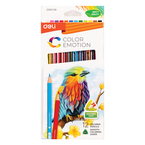 DELI Színesceruza készlet, 12 darabos, DELI COLOR EMOTION