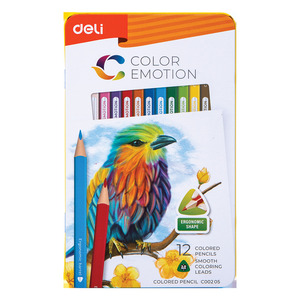 DELI Színesceruza készlet, fémdobozos, 12 darabos, COLOR EMOTION
