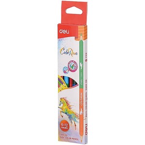 DELI Színesceruza készlet, 12 darabos, ColoRun / Dual, 6db/12 különböző szín