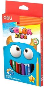 Színesceruza készlet, vastag, DELI ColorKids, 12db különböző szín