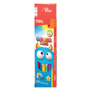 DELI Színesceruza készlet, vastag, 6 darabos, COLOR KIDS