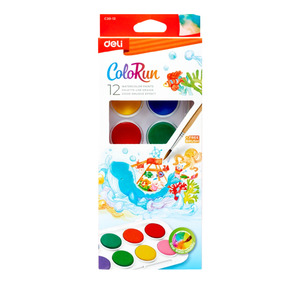 DELI Vízfesték, 12 darabos, ColoRun