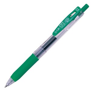 Zselés toll Zebra Sarasa Clip, nyomógombos, gumifogós, zöld írás, 0,33mm írásvastagság