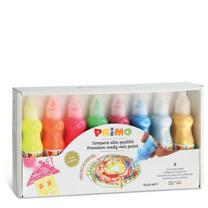 Tempera PRIMO 2532FM8  Premium 8x50 ml, tubusos (4 fluo+ 4 met&aacute;l)