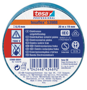 TESA 53947-07 Szigetelőszalag, kék 20fmx19mm
