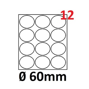 Köretikett 60mm 12 cimke/lap 5lap/csom